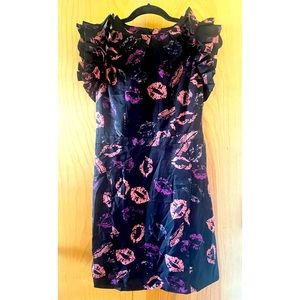 💋Black Kiss Printed Cocktail Dress.  Size S